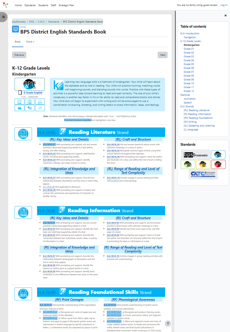 BPS District English Standards Book: Grade 12