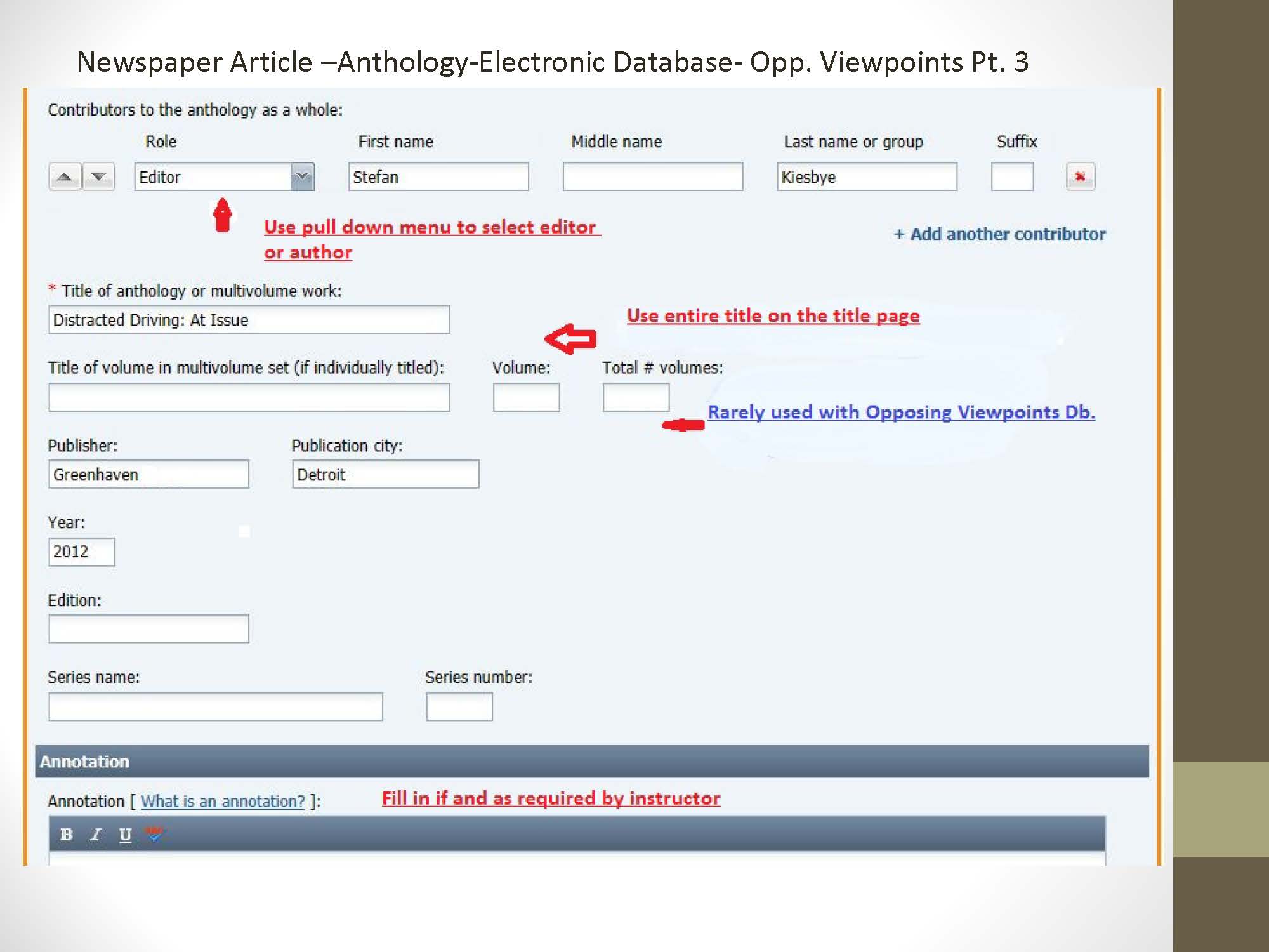 Newspaper Article reprinted in an Anthology located in an Electronic Database
