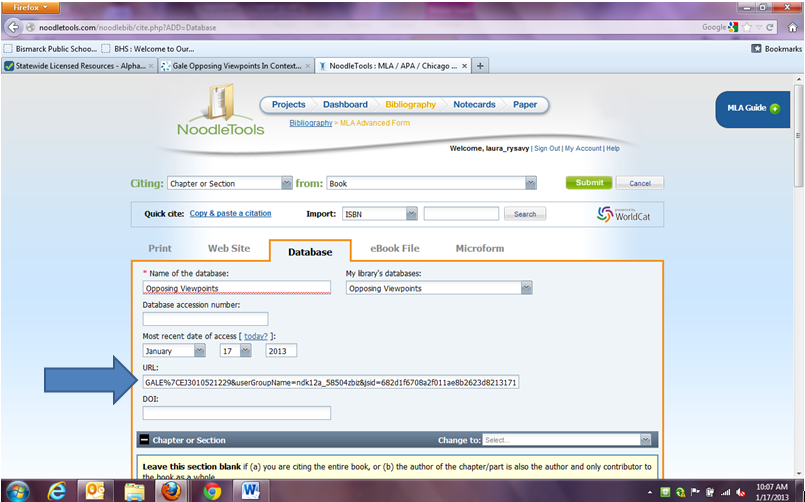 Paste the URL into your citation