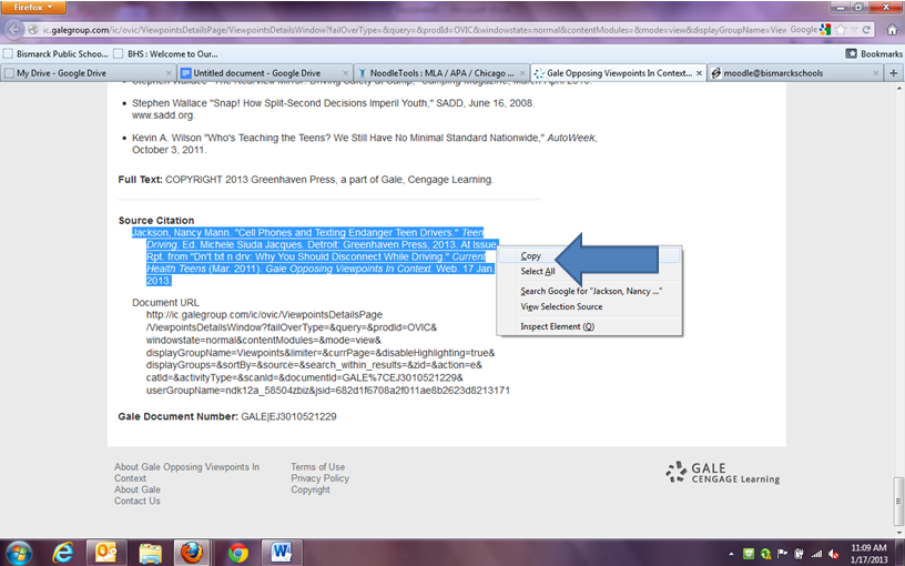 Locate the URL at the bottom of the page and copy it to the clipboard
