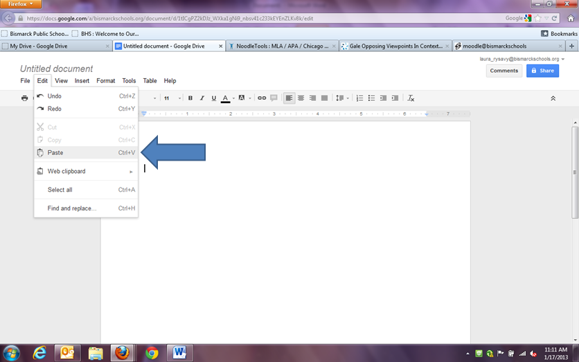 Paste the URL into Google Docs
