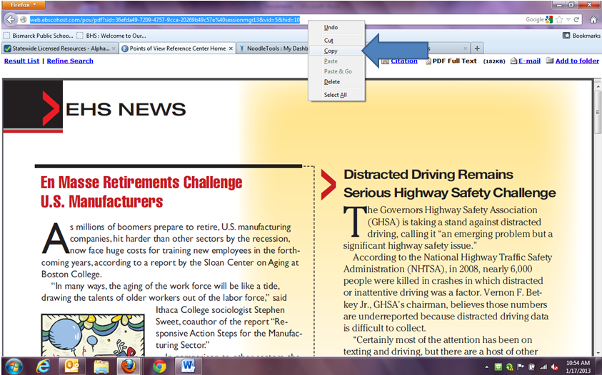 Highlight and copy the URL from the address bar