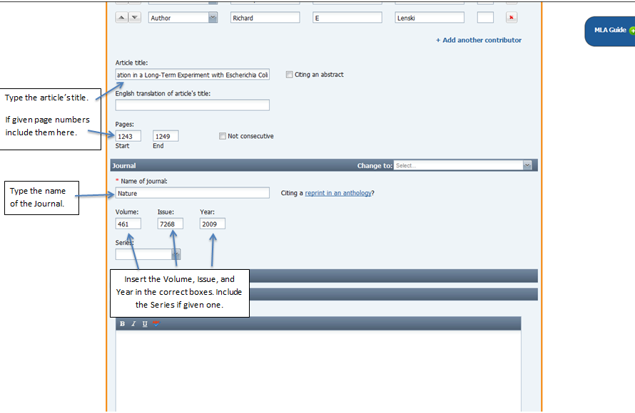 Screenshot 2 of citing an academic journal
