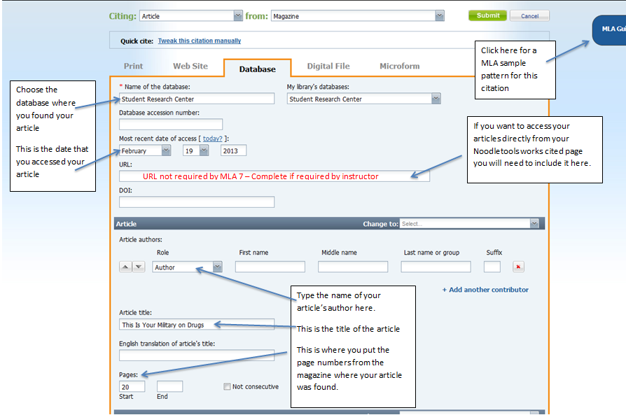 screenshot 1 Citing a magazine