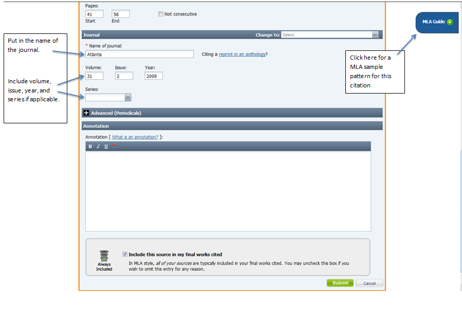 Screenshot 2 Citing a Literary Journal