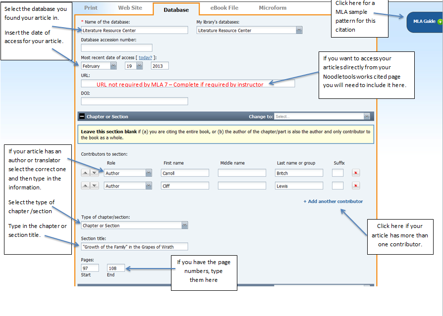 Citing a chapter from a book from a database part 1