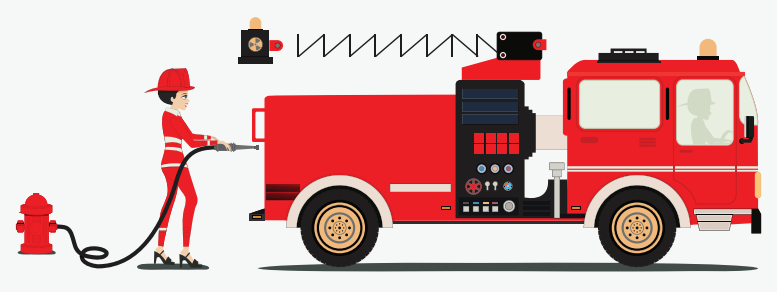 Firefighter with Fire Truck