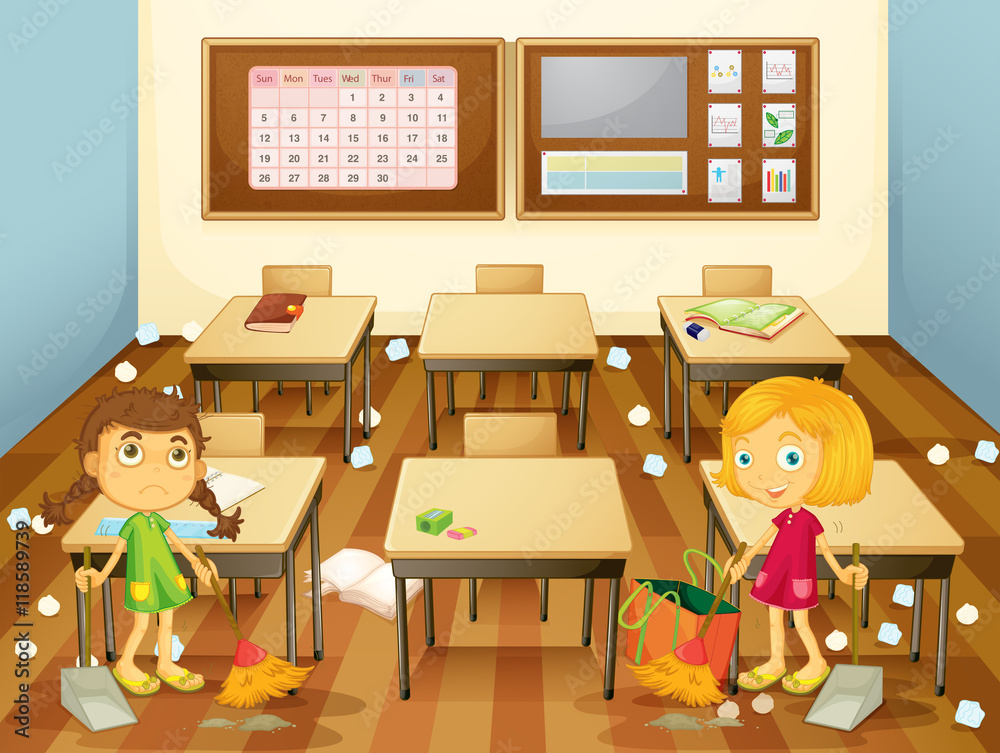 Why Laws when only two girls are cleaning the room.